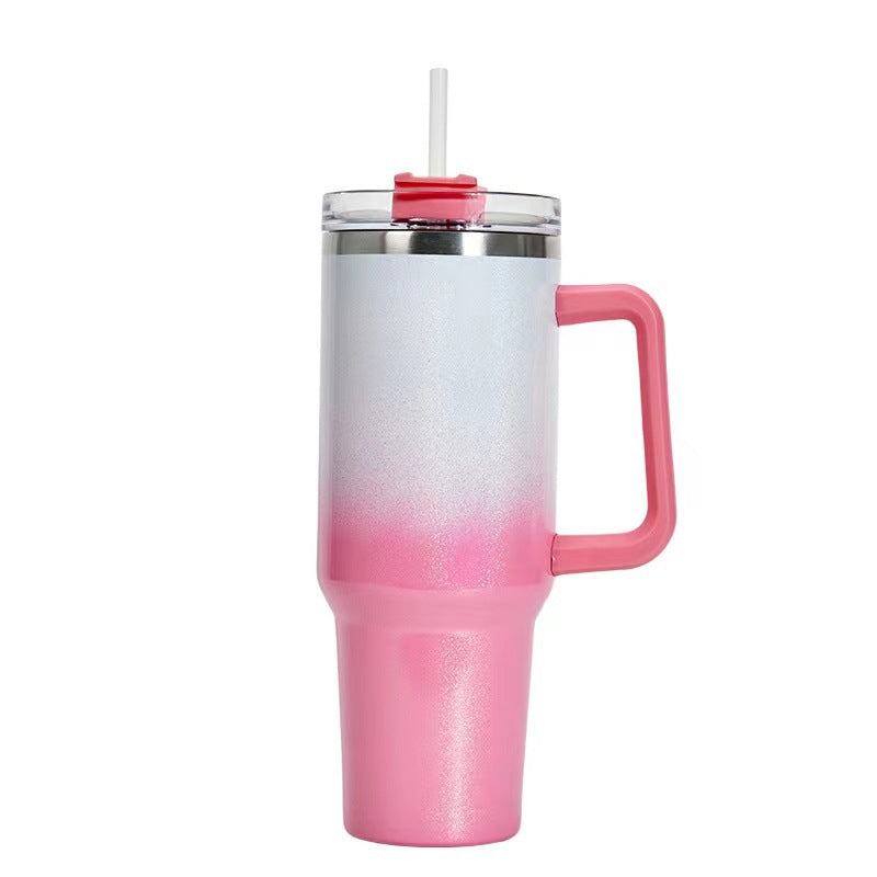 40oz Straw Coffee Insulation Cup With Handle