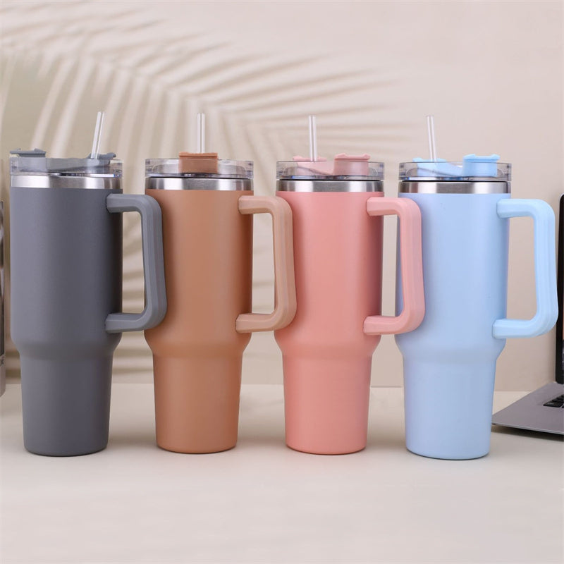 40oz Straw Coffee Insulation Cup With Handle