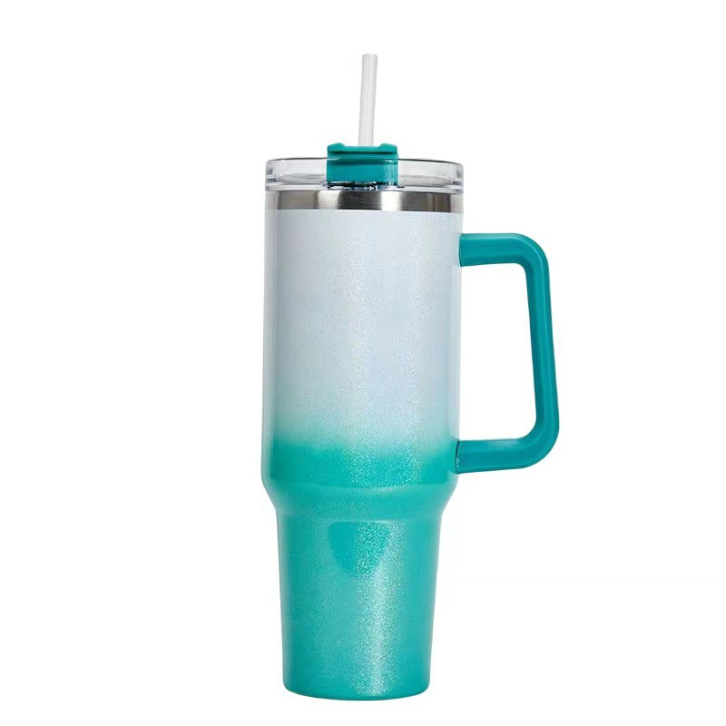 40oz Straw Coffee Insulation Cup With Handle