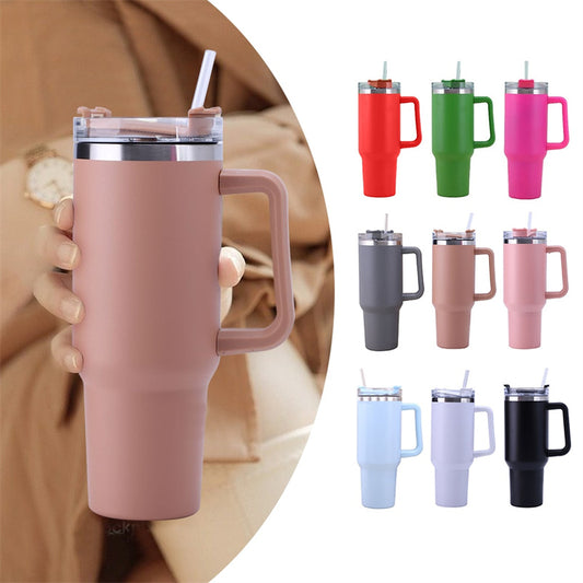 40oz Straw Coffee Insulation Cup With Handle