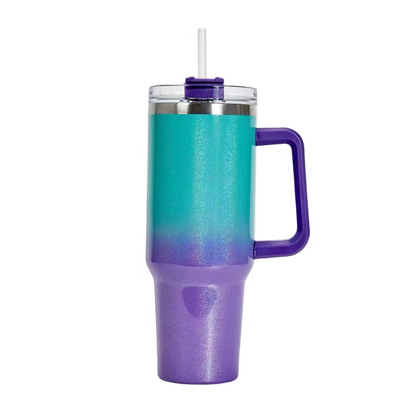 40oz Straw Coffee Insulation Cup With Handle